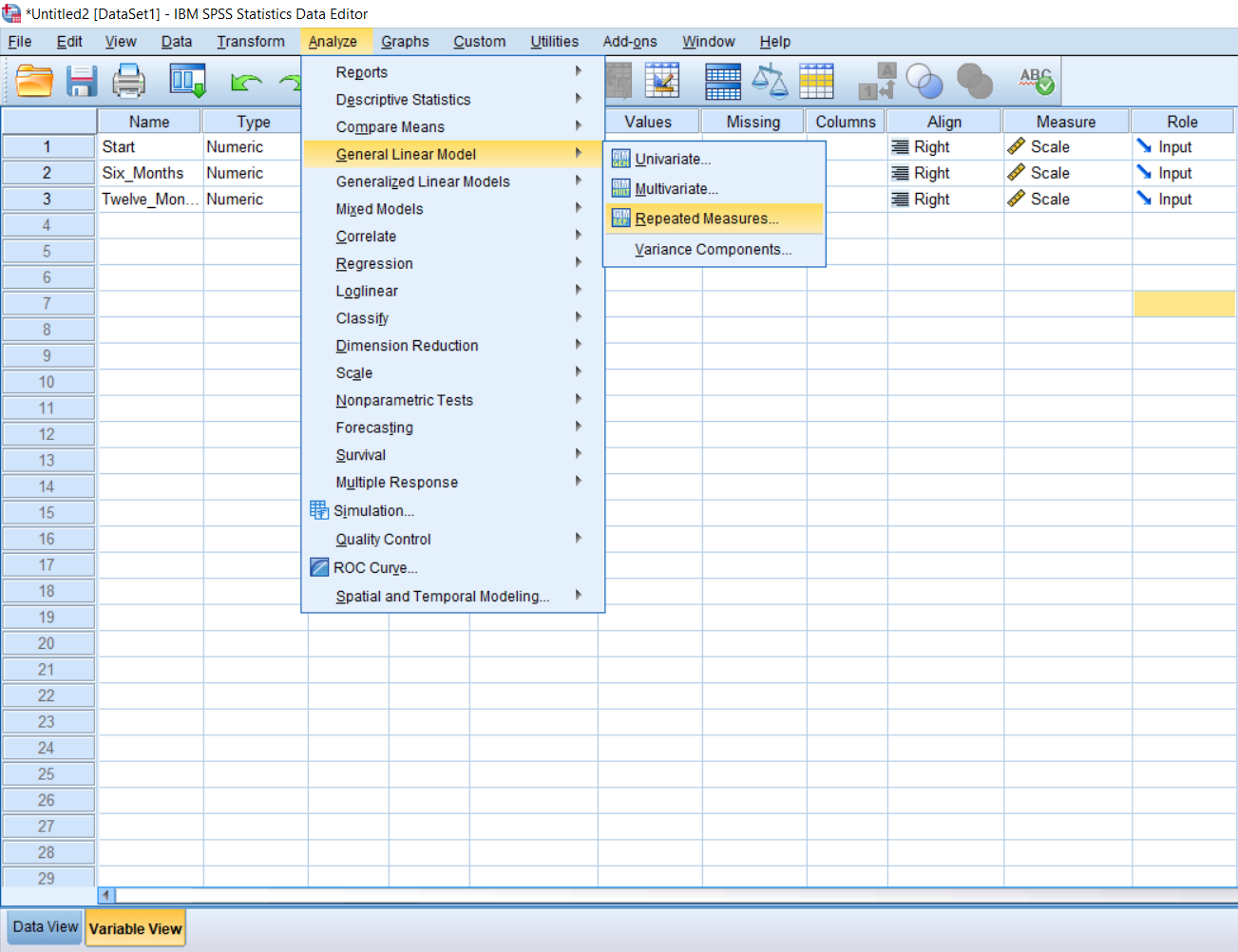 Screenshot of SPSS document